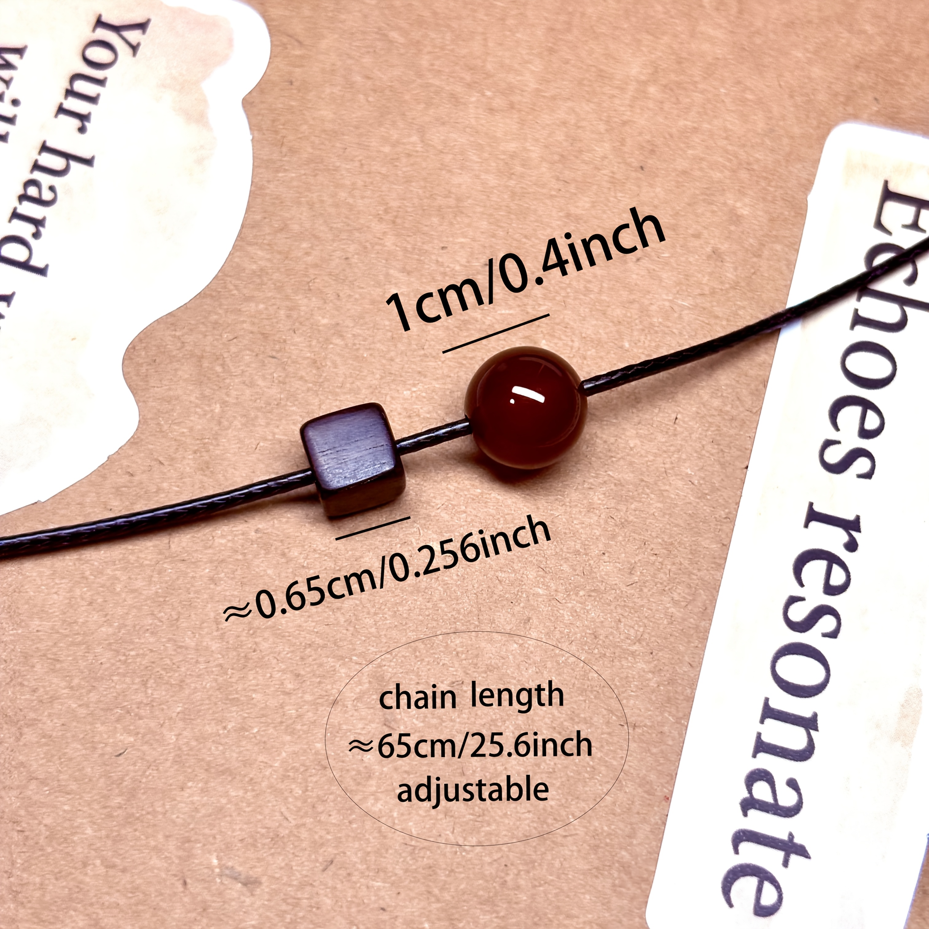 Women's Geometric Wooden Bead Red Agate Necklace